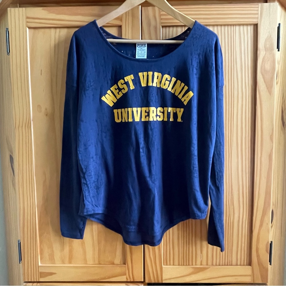 PINK Victoria's Secret West Virginia Long Sleeve Burnout Semi Sheer Shirt